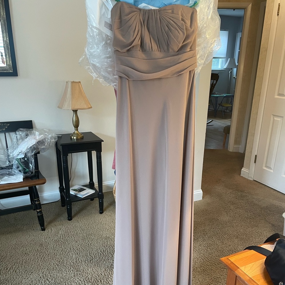 David’s Bridal - Champagne Chiffon Strapless Bridesmaid Gown
